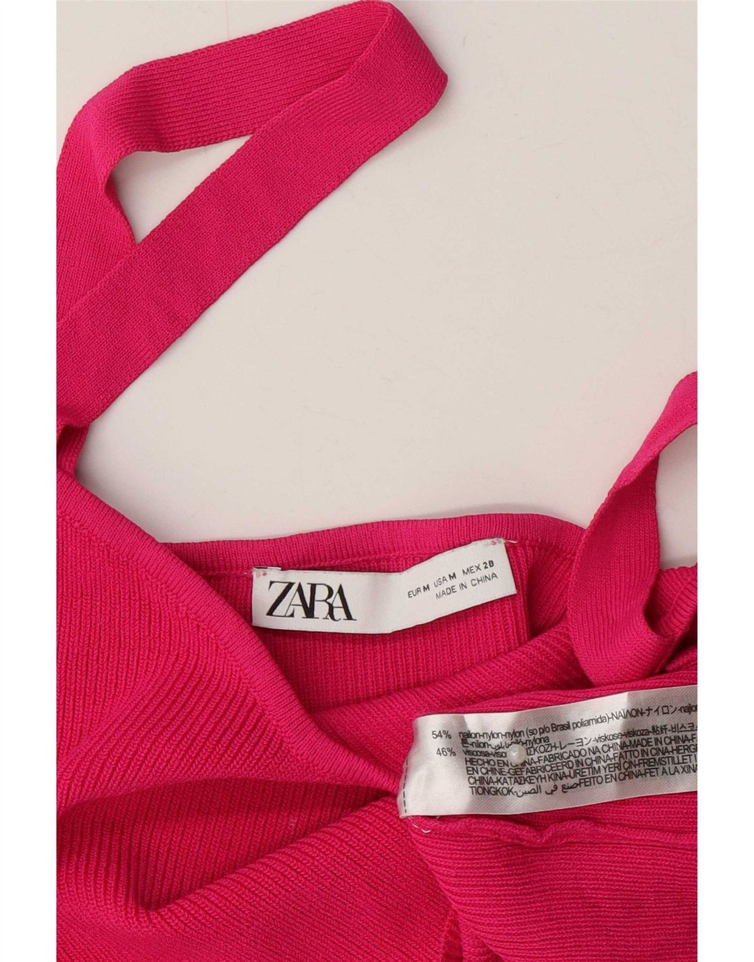 Top Crop tricot pentru femei Zara UK 12 Medium Pink Nylon