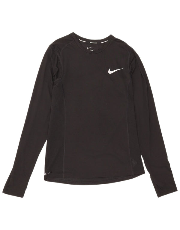 Nike Dri Fit Top cu mânecă lungă pentru bărbați, poliester negru mic