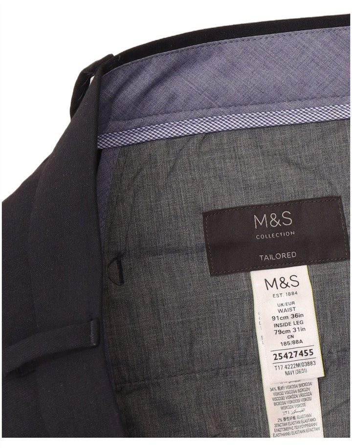 Pantaloni de costum subțiri croiți pentru bărbați Marks & Spencer L36 L31 bleumarin