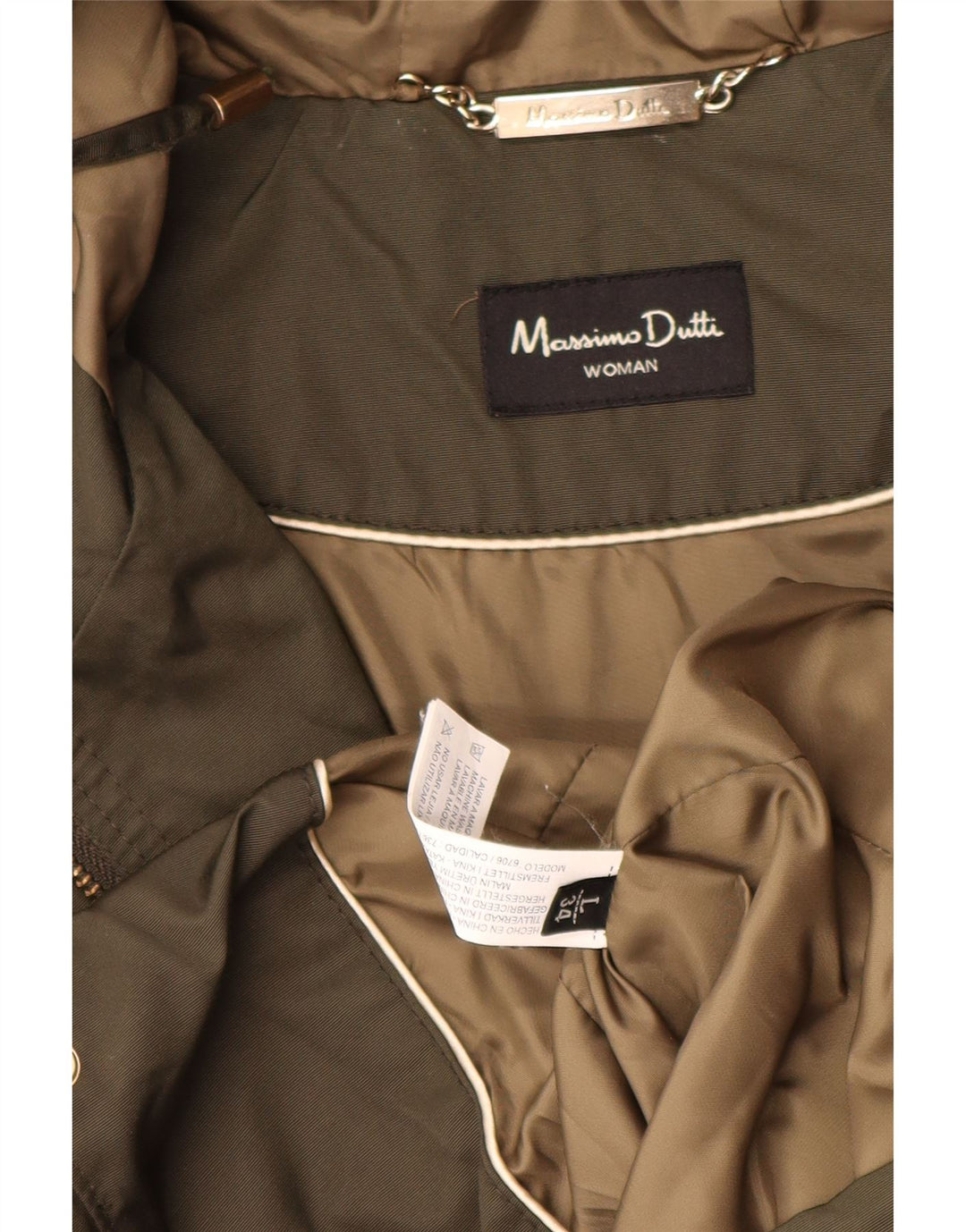 Jachetă parka cu glugă pentru femei MASSIMO DUTTI UK 16 Poliester verde mare