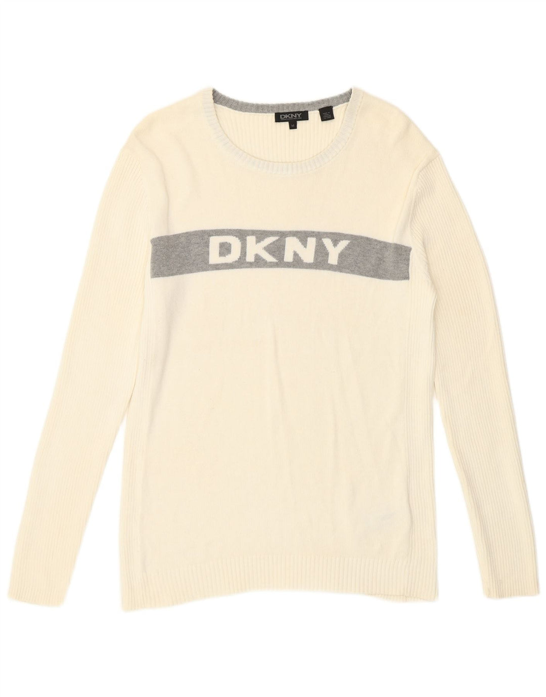 Pulover Dkny pentru bărbați, cu grafică, cu gât de barcă, din bumbac alb mediu