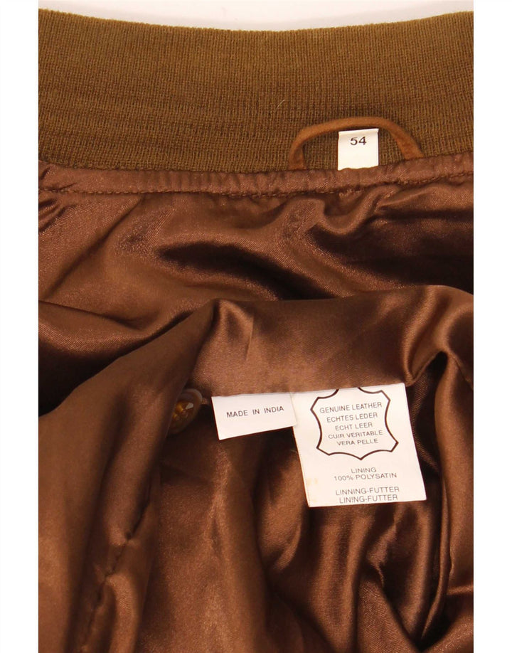 Jachetă Bomber Vintage pentru bărbați din piele intoarsa IT 54 2XL din piele maro