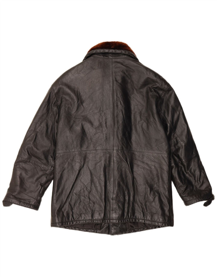 Jachetă de piele vintage pentru bărbați UK 36 Mic negru Colorblock