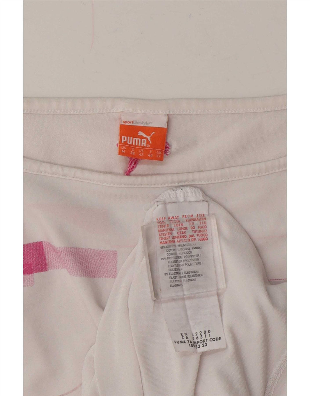 Tricou pentru femei Puma Top UK 12 Medium White Geometric Bumbac