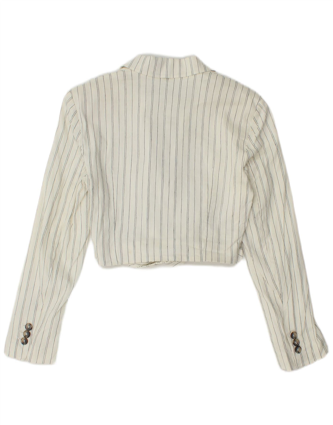 ZARA Womens Bolero Jacket UK 8 Small White Striped Linen