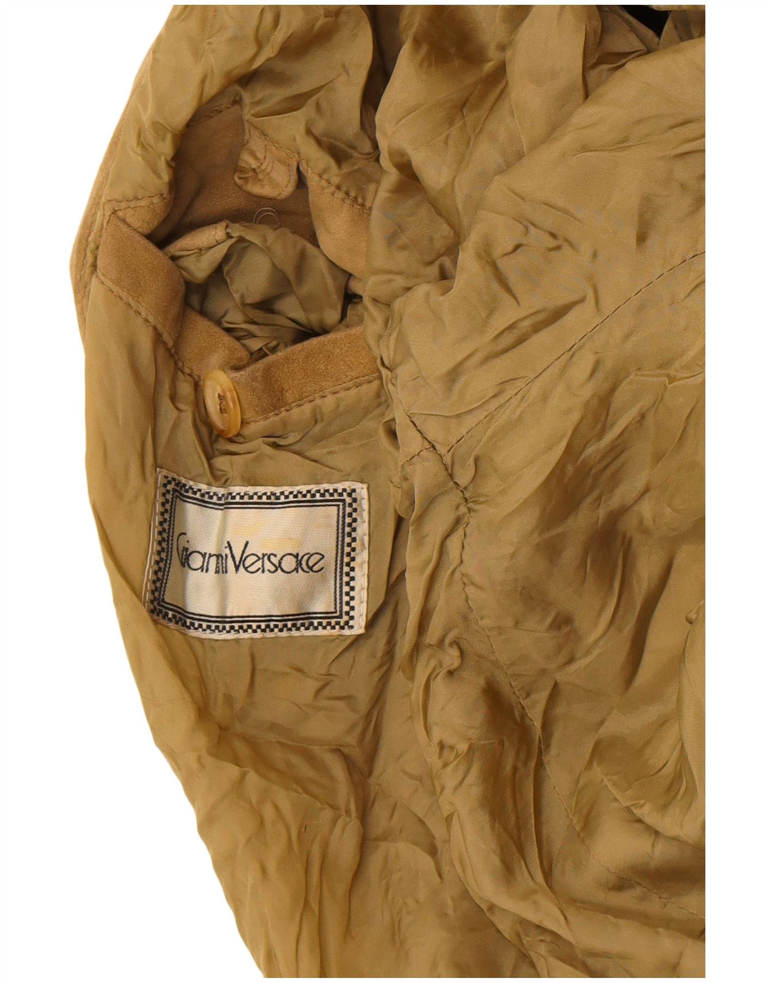 Gianni Versace Jachetă Bomber de piele întoarsă pentru femei UK 38 Medium Bej