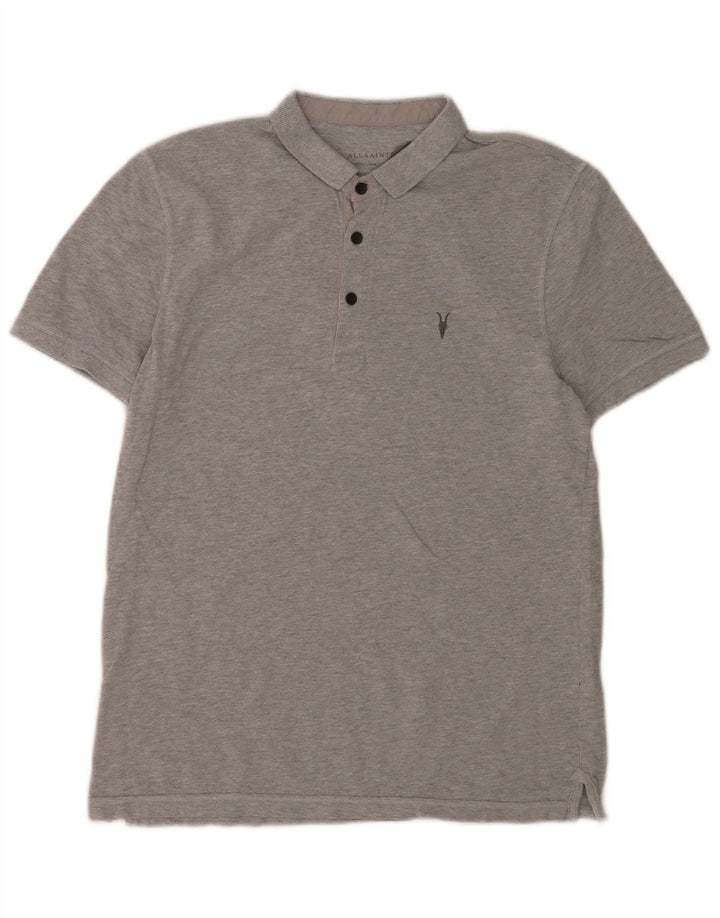 Tricou polo pentru bărbați All Saints, bumbac gri mediu