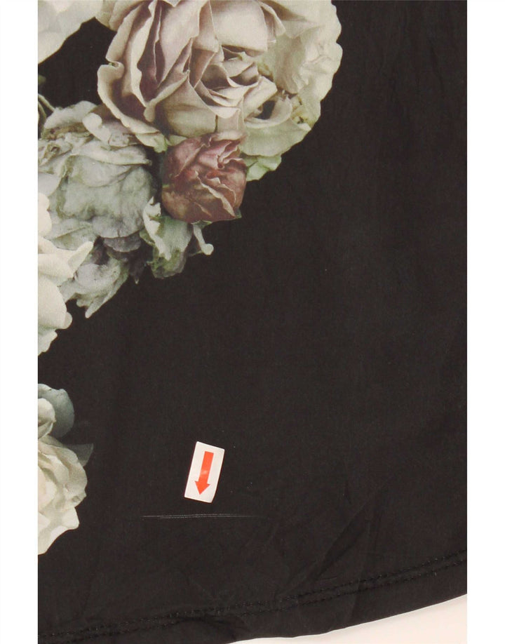 Top cu grafic pentru femei Zara, cu mâneci 3/4 UK 12 Medium Black Floral