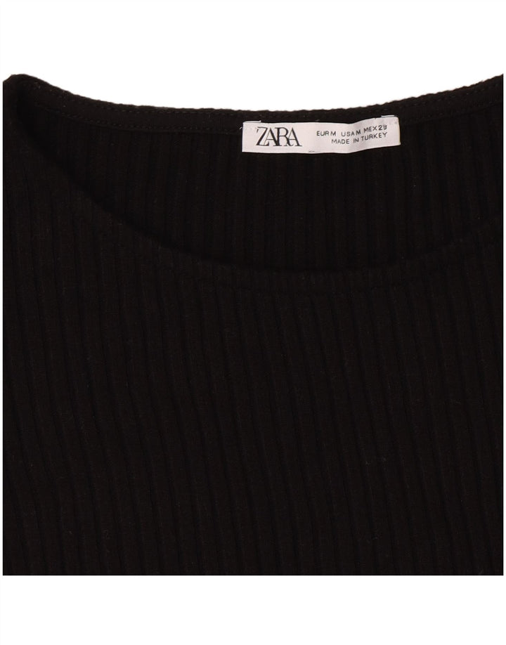 Tricou Crop pentru femei Zara UK 12 Medium Negru
