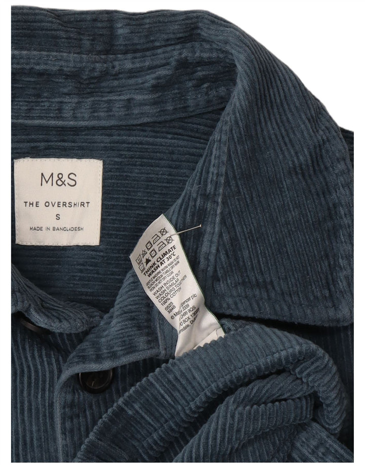 Cămașă pentru bărbați Marks & Spencer Cămașă din velur mic din bumbac albastru