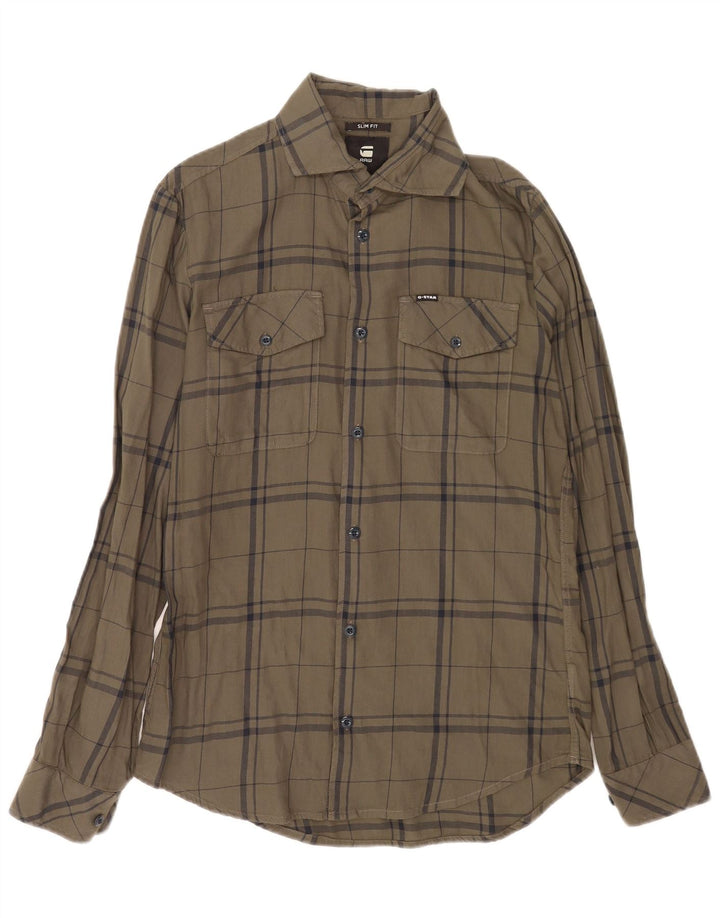 Cămașă de flanel pentru bărbați G-Star Slim Fit, cu carouri mici, verzi