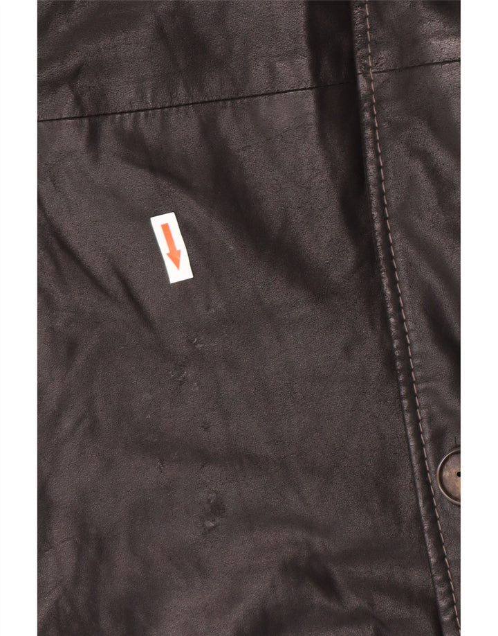 Palton din piele vintage pentru bărbați IT 58 4XL din piele neagră