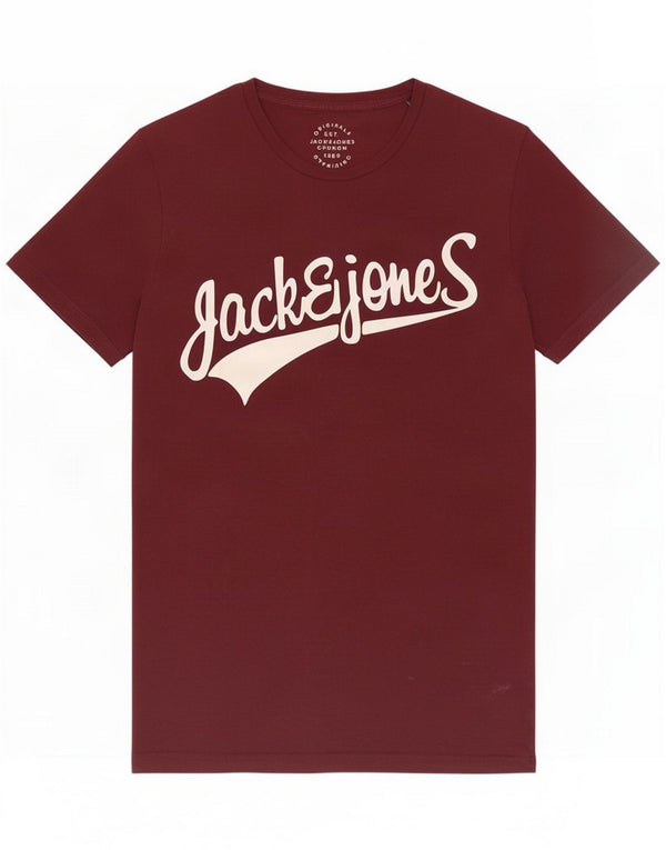 Jack & Jones tricou grafic pentru bărbați Top mic burgundy bumbac