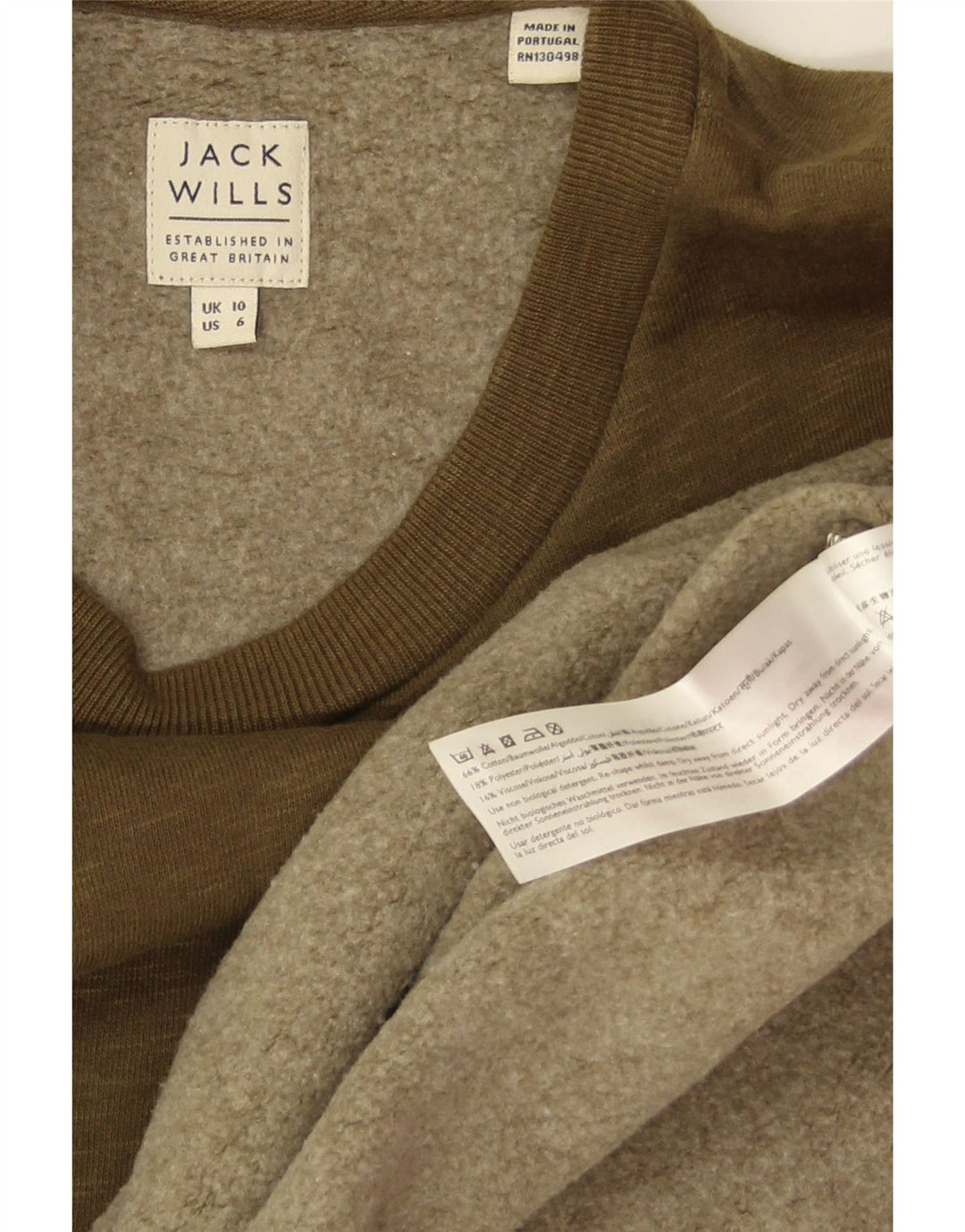 JACK WILLS Pulover supradimensionat pentru femei UK 10 Bumbac kaki mic
