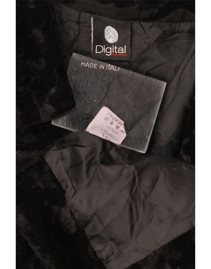 Jachetă Bolero pentru femei VINTAGE din blană artificială UK 14 Poliester negru mare