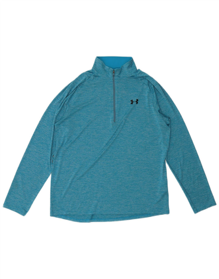Top cu mânecă lungă Under Armour, pentru bărbați, cu fermoar, poliester cu pături albastre