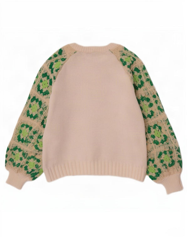 Pulover pentru damă Zara, cu gât de barcă, Marea Britanie 10 Mic, alb, geometric
