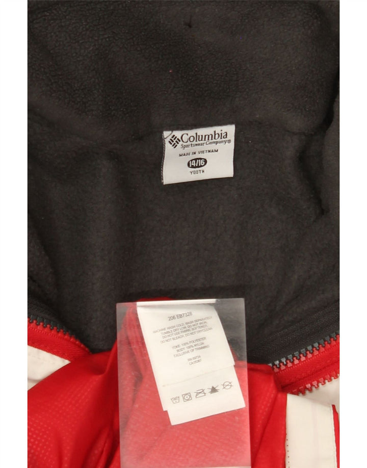 Jachetă de vânt cu glugă COLUMBIA pentru băieți, 14-15 ani, roșu colorblock