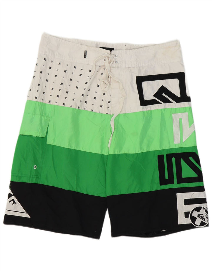 Pantaloni scurți de înot Quiksilver pentru bărbați, verde mediu, color block