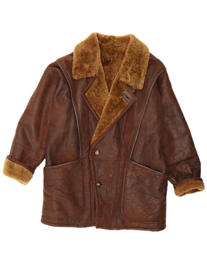 Jachetă Vinci pentru bărbați din shearling, UK 40, maro mare