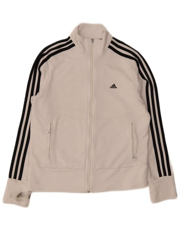 Adidas Womens Tracksuit Top Jacket UK 16 Large White Polyester