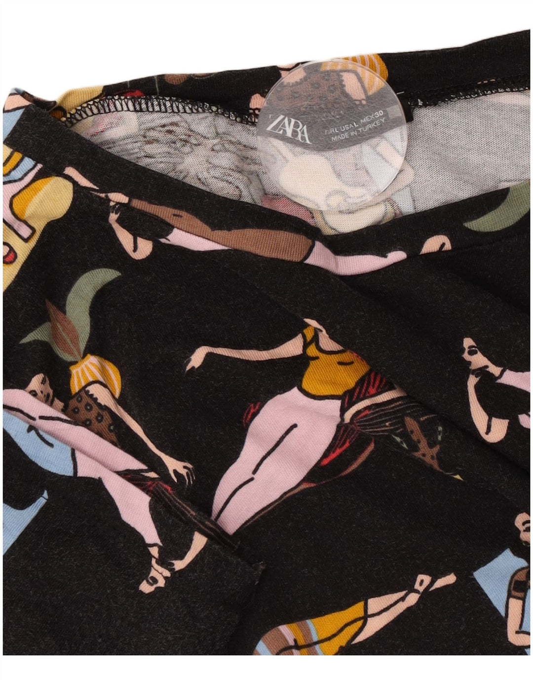 Tricou cu grafic pentru femei Zara UK 16 Large Negru