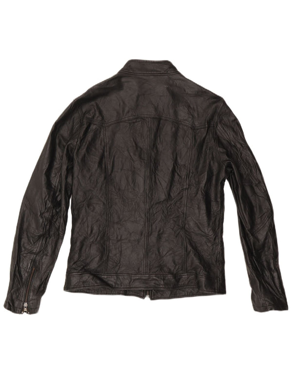 Jachetă de piele vintage pentru bărbați UK 38 Medium Black Leather