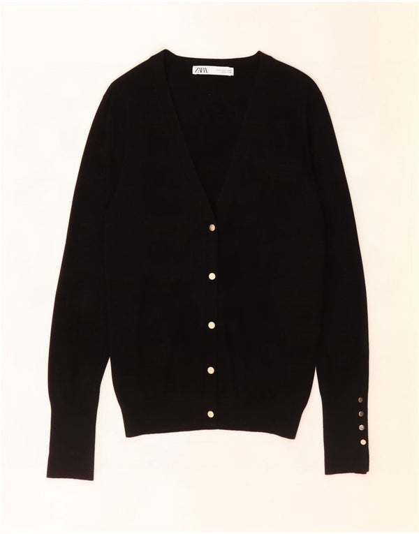 Pulover cardigan pentru femei Zara UK 14 mare, negru, viscoză