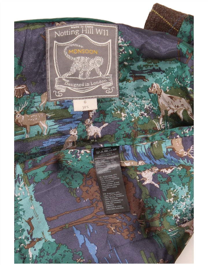 Vestă pentru băieți Monsoon 5-6 ani, lână maro cu carouri