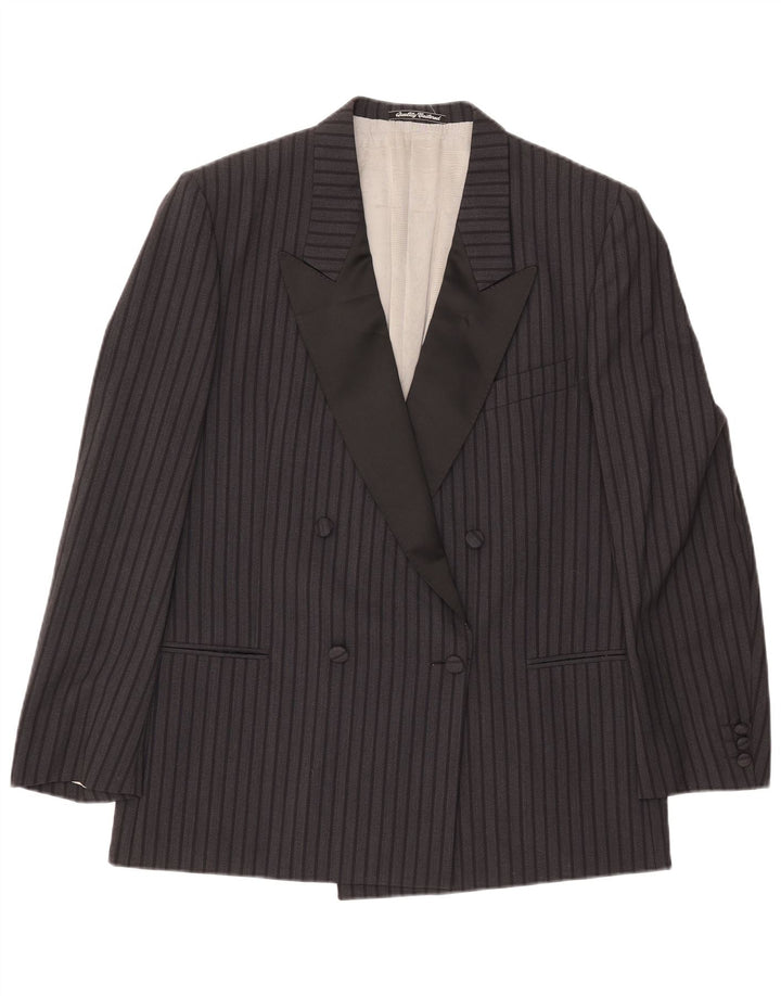 Jachetă Blazer Femei Fila cu piept dublu IT 52 2XL Lână neagră cu dungi