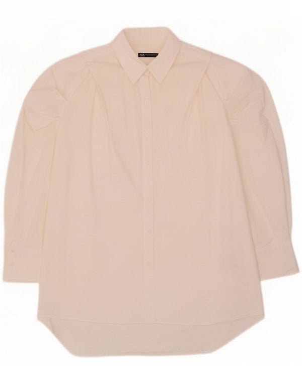 Rochie cămașă supradimensionată pentru femei Zara UK 10 Small White Bumbac