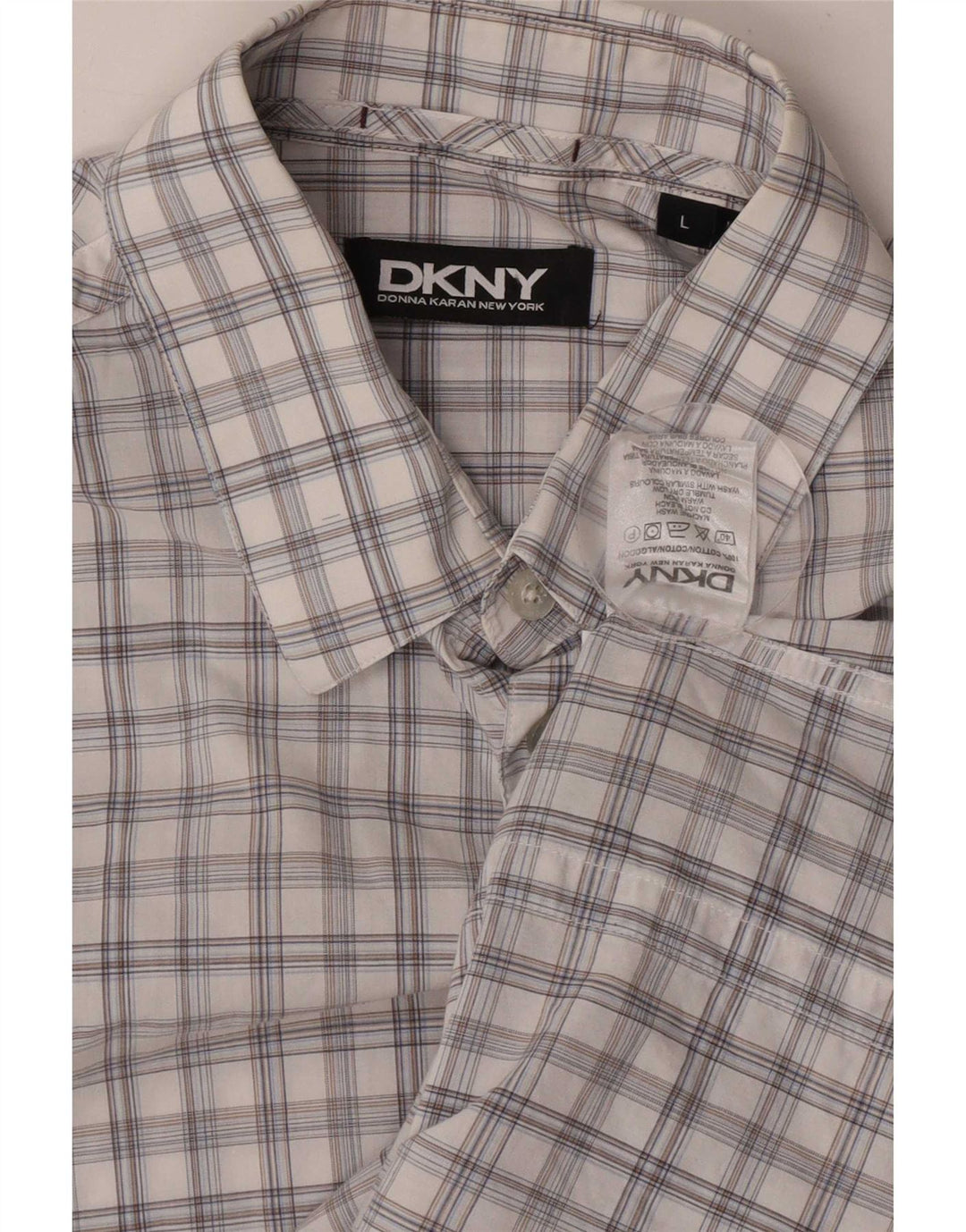 Cămașă cu mânecă scurtă pentru bărbați Dkny, bumbac cu carouri albe mari