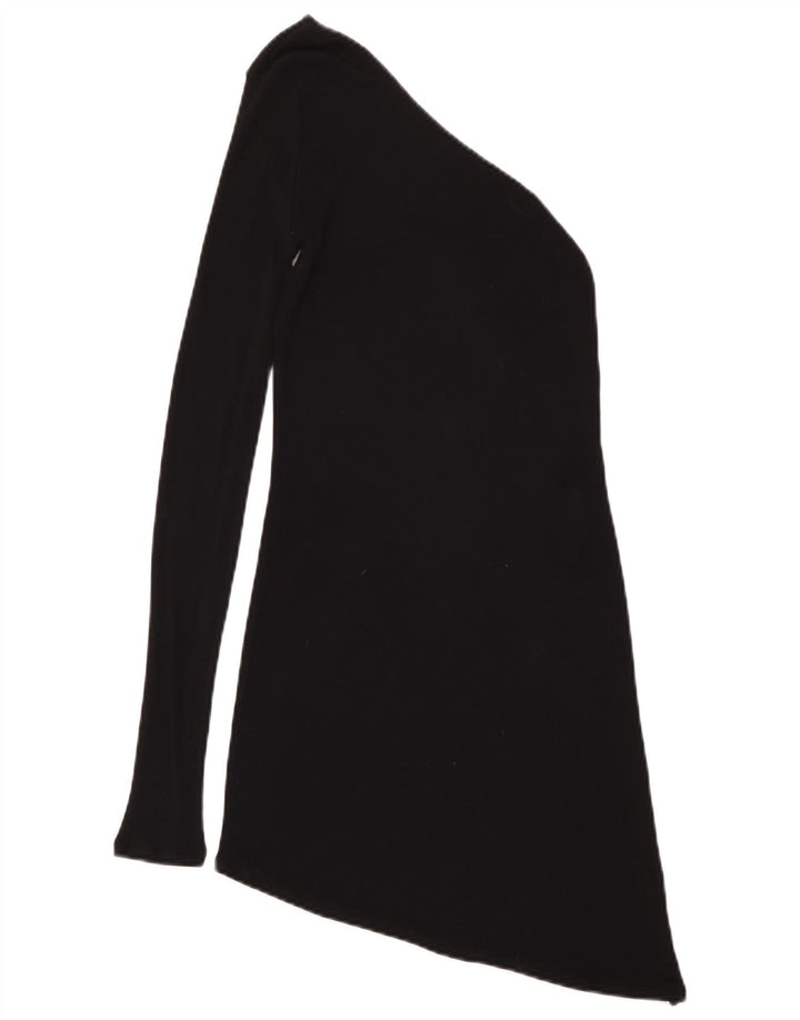 Top asimetric cu un umăr pentru femei Zara UK 12 Medium Black Viscose