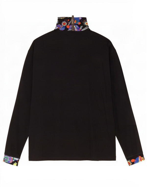 Top femei Conte of Florence cu mânecă lungă UK 16 mare negru geometric