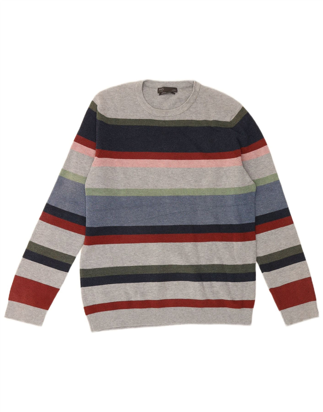 Pulover pentru bărbați Marks & Spencer, cu gât crew, cu dungi mari, multicolore