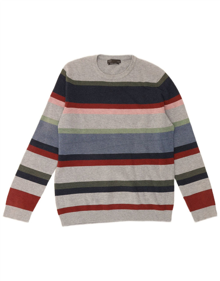 Pulover pentru bărbați Marks & Spencer, cu gât crew, cu dungi mari, multicolore