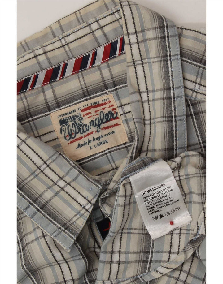 Cămașă cu mânecă scurtă pentru bărbați Wrangler XL, bumbac cu carouri gri