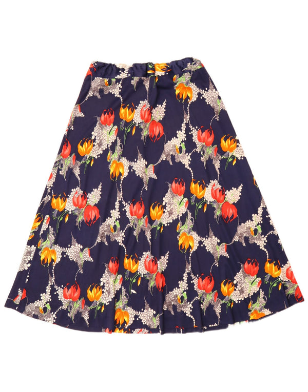 Fustă A-Line Femei Vintage W26 Mic Bleumarin Floral Boem
