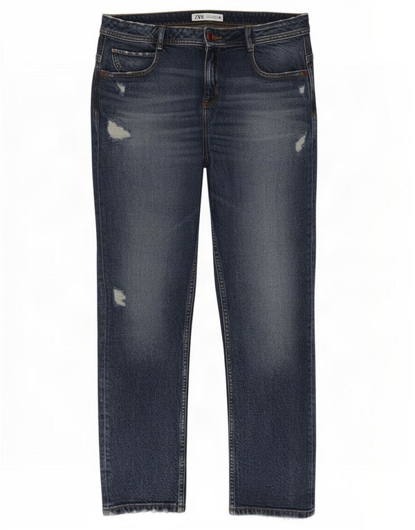 Blugi slim pentru femei Distressed Zara EU 40 Medium L30 L28 Bumbac albastru