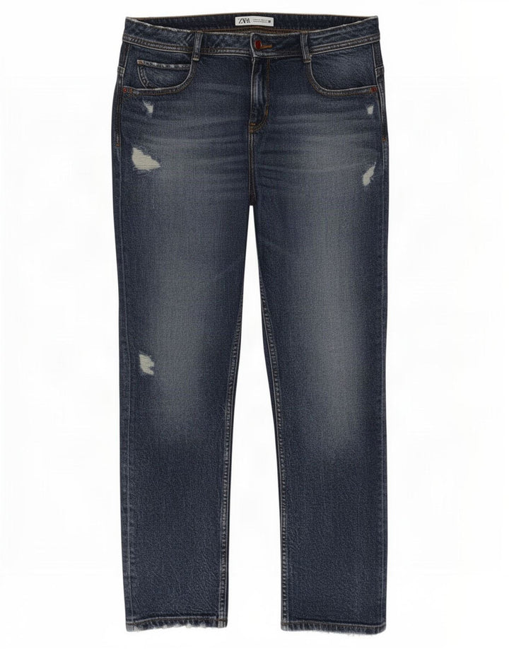 Blugi slim pentru femei Distressed Zara EU 40 Medium L30 L28 Bumbac albastru