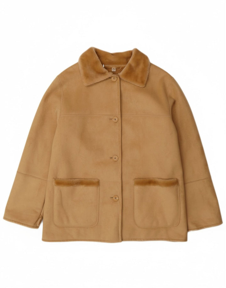 Jachetă Sherpa pentru femei VINTAGE EU 44 XL Bej Acrilic