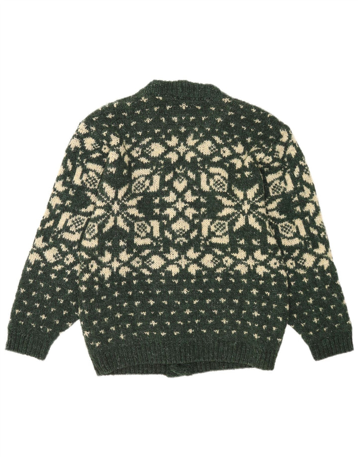 Pulover cardigan pentru bărbați Foxhound, verde mediu Fair Isle