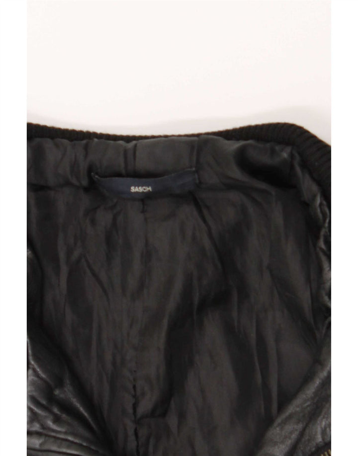 Jachetă de piele crop pentru femei Sasch UK 12 Medium Black