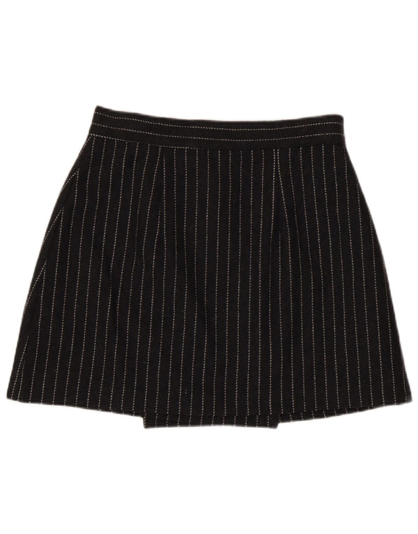 Fusta Mini Wrap Vintage Femei IT 44 Medium W28 Gri Viscoza cu dungi
