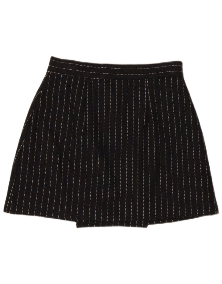 Fusta Mini Wrap Vintage Femei IT 44 Medium W28 Gri Viscoza cu dungi