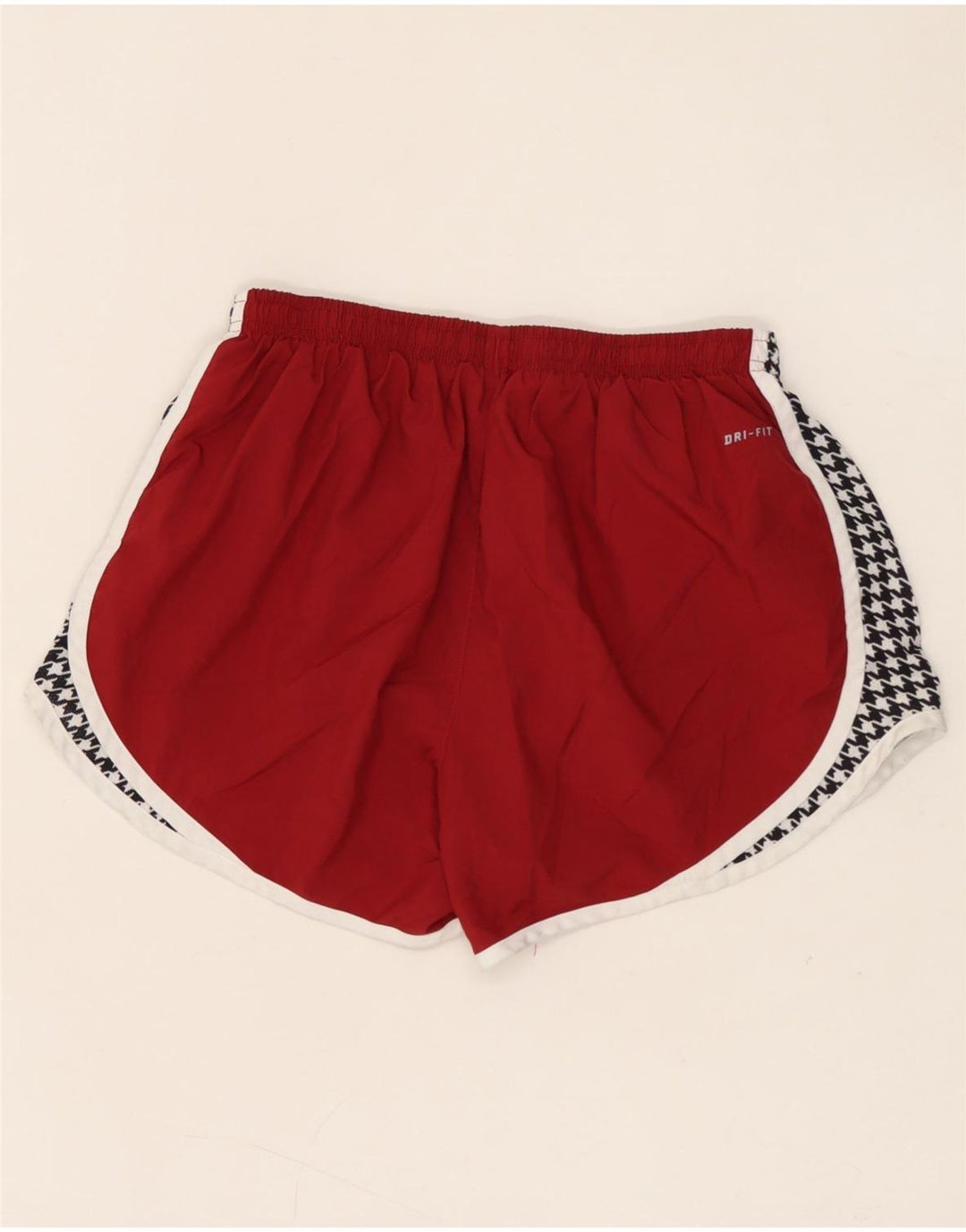 Pantaloni scurti sport NIKE Dri Fit Graphic pentru femei UK 12 Medium Maroon Houndstooth