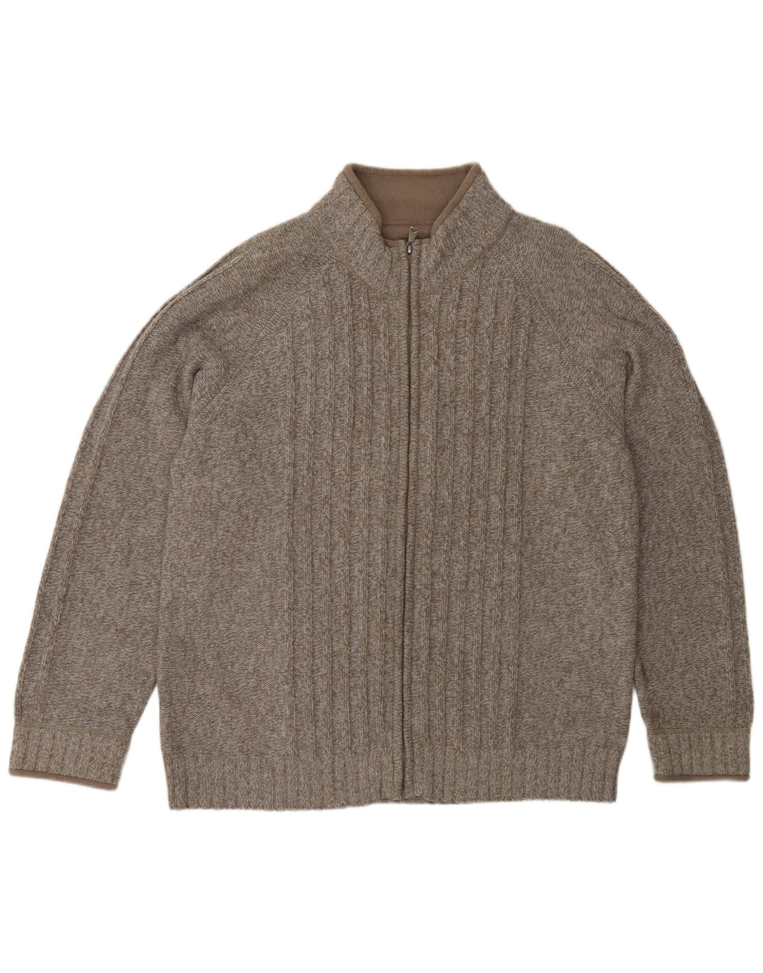 Pulover cardigan pentru bărbați Marks & Spencer, lână mare maro cu pete
