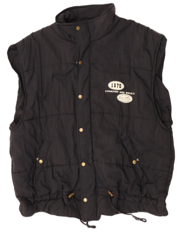Gilet căptușit cu glugă grafică vintage pentru bărbați UK 40, mare, negru, sport din nailon