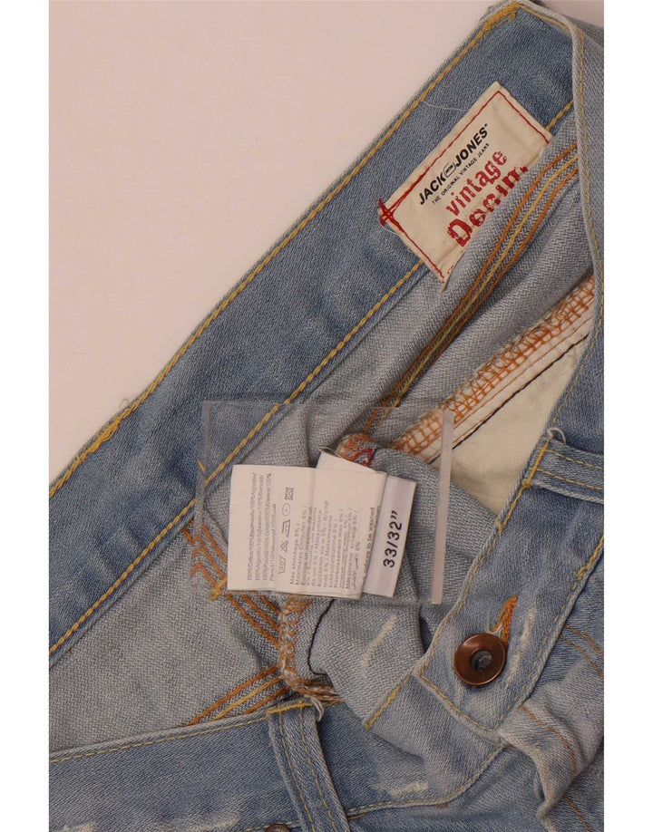 Blugi Jack & Jones pentru bărbați, învechiți, cu bootcut W33 L32, bumbac albastru