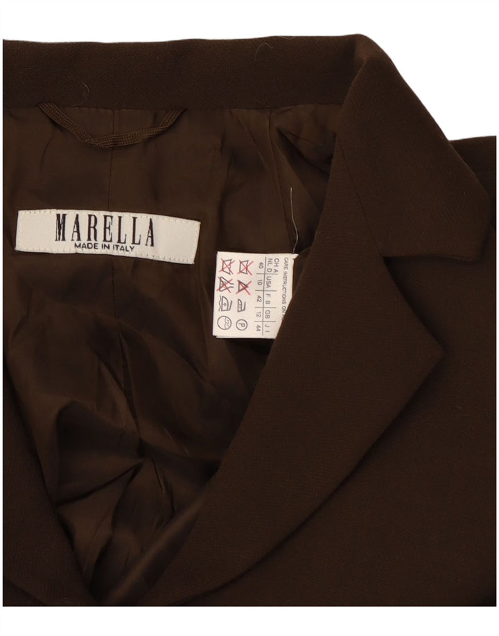 Jachetă Blazer pentru femei Marella cu 4 nasturi UK 12 Maro Mediu Lână Clasică